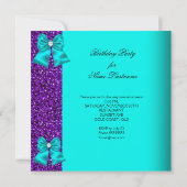 Invitation Elégante Parties scintillant Turquoise Diamants po (Dos)