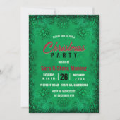 Invitation Élégante parties scintillant turquoise flocons Noë (Devant)