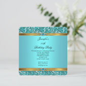 Invitation Elégante Parties scintillant Turquoise Gold Diamon (Debout devant)