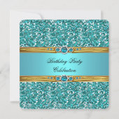 Invitation Elégante Parties scintillant Turquoise Gold Diamon (Dos)