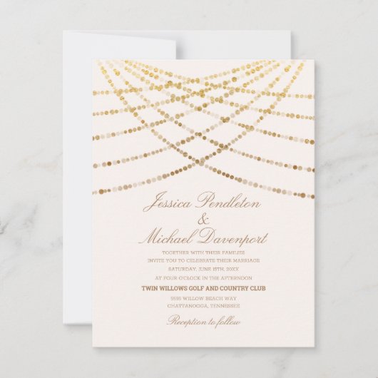 Invitation Elégante Parties scintillant Twinkle Lights Crème  (Devant)