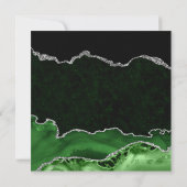 Invitation Élégante Parties scintillant verte en argent Agate (Dos)