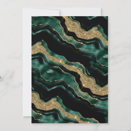 Invitation Élégante Parties scintillant verte et or Agate 21e (Dos)