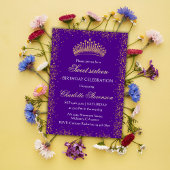 Invitation Elégante Parties scintillant violet Or Couronne Sw