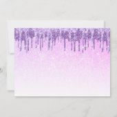 Invitation Élégante parties scintillant violet violet goutte  (Dos)