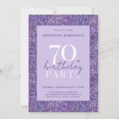 Invitation Elégante Parties scintillant violette 70e annivers (Devant)