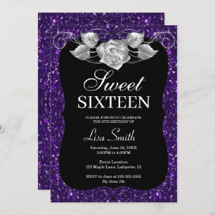 Invitation Élégante Parties scintillant violette chic Douceur