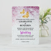 Invitation Élégante Parties scintillant violette et Mariage d (Debout devant)