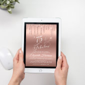 Invitation Élégante Parties scintillant virtuelle 75e fête d'