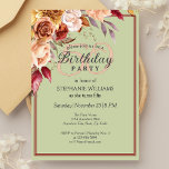 Invitation Elégante Pastel Autumn Flower 50th Birthday Party<br><div class="desc">Elégance intemporelle dans Pastel Green Marquez son moment marquant dans le style avec cette invitation de fête du 50e anniversaire élégamment conçue. Doté d'un arrière - plan pastel vert doux et d'une agréable florale automnale dans les coins, l'invitation rayonne de charme et de raffinement. Le texte combine un script élégant...</div>