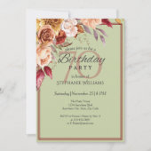 Invitation Elégante Pastel Fleur d'automne 70e fête d'anniver (Devant)