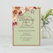 Invitation Elégante Pastel Fleur d'automne 70e fête d'anniver (Debout devant)