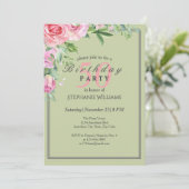 Invitation Elégante Pastel Green Flower Women's 50e anniversa (Debout devant)