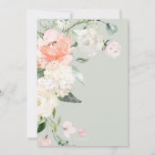 Invitation Elégante Peach Peonies Crème Roses Fête des mariée (Dos)