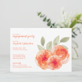 Invitation Elégante Peach Peonies Engagement Party (Debout devant)