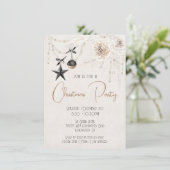 Invitation Elégante Pearl Floral Black & White Christmas Part (Debout devant)
