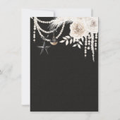Invitation Elégante Pearl Floral Black & White Christmas Part (Dos)