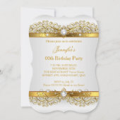 Invitation Elégante Pearl Gold White Silver fête d'anniversai (Devant)