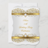 Invitation Elégante Pearl Gold White Silver fête d'anniversai (Dos)