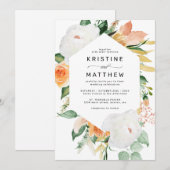 Invitation Elégante Pêche Automne Aquarelle Florale Mariage C (Devant / Derrière)