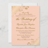 Invitation Elégante Pêche de Corail & Mariage classique (Devant)