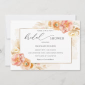 Invitation Elégante pêche et Fête des mariées florale de crèm (Devant)