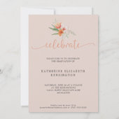 Invitation Élégante Pêche Florale Boho Arch Photo Graduation (Dos)