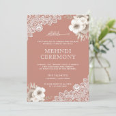 Invitation Elégante Pêche Florale Dentelle islamique musulman (Debout devant)