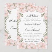 Invitation Élégante Pêche Florale Feuille musulmane Mariage m (Devant / Derrière)