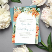 Invitation Elégante Pêche Florale Mariage Boho Arch