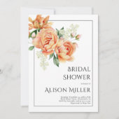 Invitation Elégante pêche tourbe fleurs douche nuptiale (Devant)
