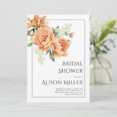 Invitation Elégante pêche tourbe fleurs douche nuptiale (Debout devant)