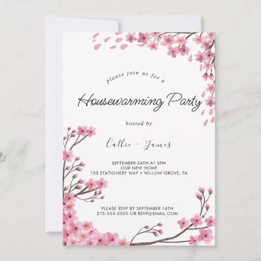 Invitation Élégante Peinte Florale Maison (Devant)