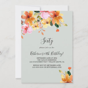 Invitation élégante peinte florale pour 60e annive