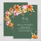 Invitation élégante peinte florale pour 90e annive (Devant / Derrière)