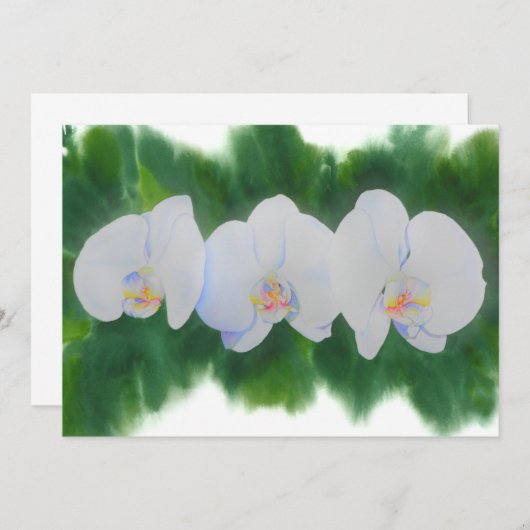 Invitation Elégante peinture d'orchidée tropicale blanche (Devant / Derrière)