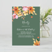 Invitation Elégante peinture florale 90e anniversaire Invitat (Debout devant)