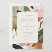 Invitation Elégante peinture florale de 55e anniversaire (Devant)