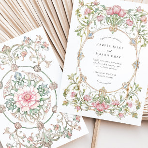 Invitation Elégante Peonies Jardin Mariage