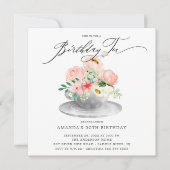 Invitation Elégante Peonies roses Floral Birthday Tea Invitat (Devant)