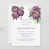 Invitation Elégante Peonies violettes Brunch & Bubbly (Devant)