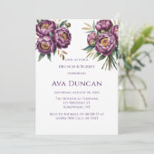 Invitation Elégante Peonies violettes Brunch & Bubbly (Debout devant)