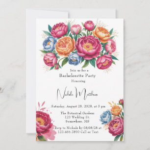 Invitation Elégante Peony Bouquet Bachelorette Party