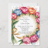 Invitation Elégante Peony Bouquet Mariage Célébration (Devant)