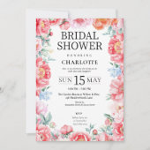 Invitation Elégante Peony rose Floral Bridal Shower Invitatio (Devant)