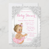 Invitation Elégante perle blanche Baby Girl Douche (Dos)