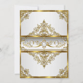Invitation Elégante perle d'or blanc Damas photo Anniversaire (Dos)