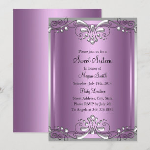 Invitation élégante perle violette pour Sweet Sixt