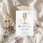 Invitation Elégante perles d'aquarelle et Fête des mariées de