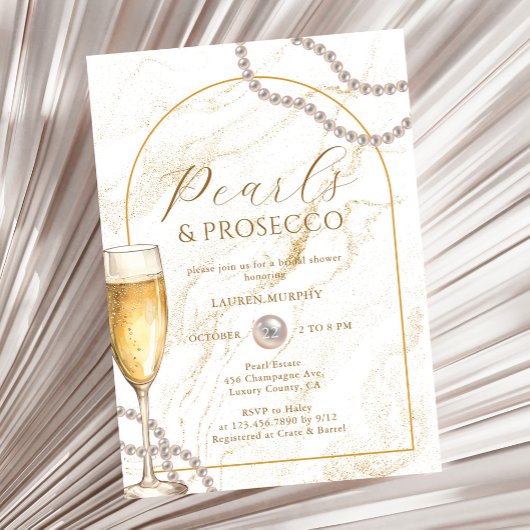 Invitation Elégante perles de luxe et Fête des mariées Prosec